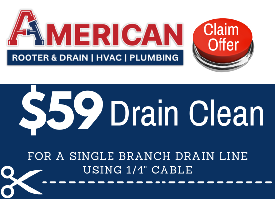 Coupon for $59 drain clean for a single branch using 1/4" cable